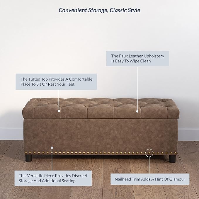 BELLEZE 47" Storage Ottoman, Storage Bench - Image 6