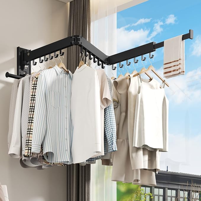 Drying Rack Clothing, Retractable Clothes Drying Rack, Wall Mounted Laundry Rack - Image 6