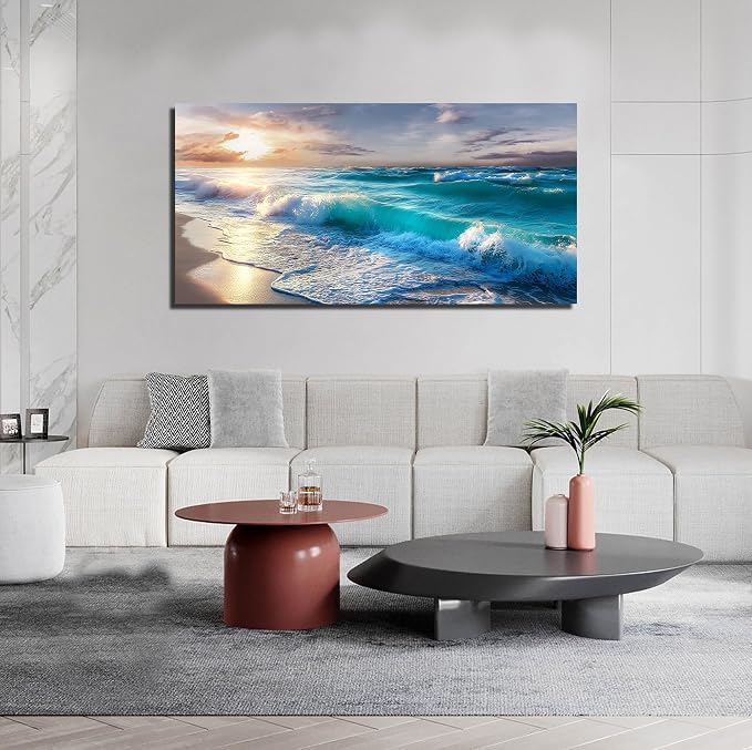 GUGIKA Ocean Wall Art for Living Room, Size 48 x 24 Inches - Image 2