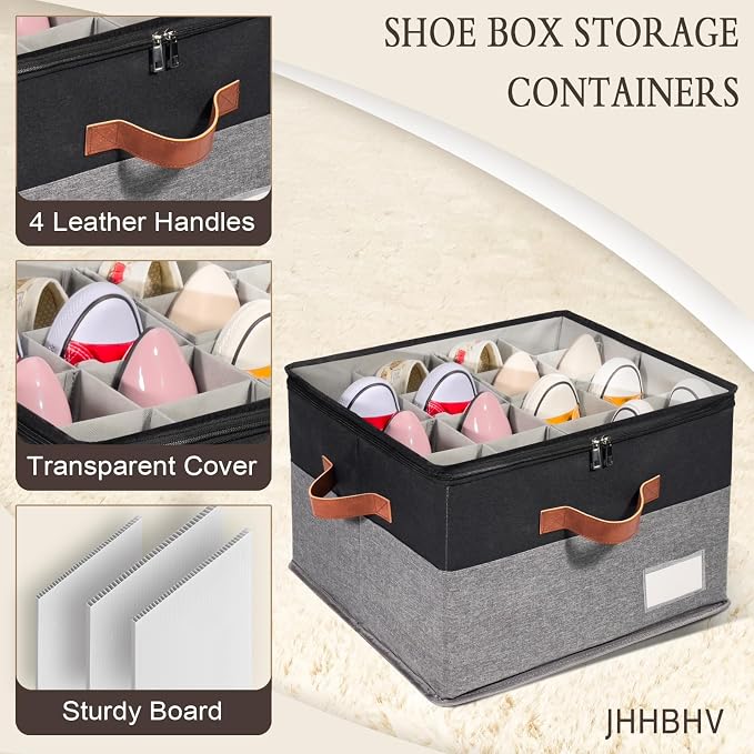 1 Pack Shoe Organizer for Closet, Adjustable Shoe Box Storage Containers - Image 4