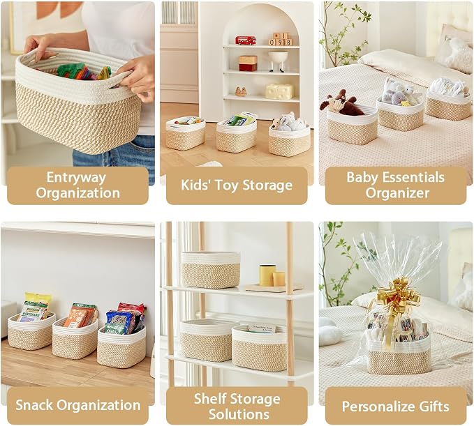 Small Cotton Rope Basket – Storage Bin - Image 3