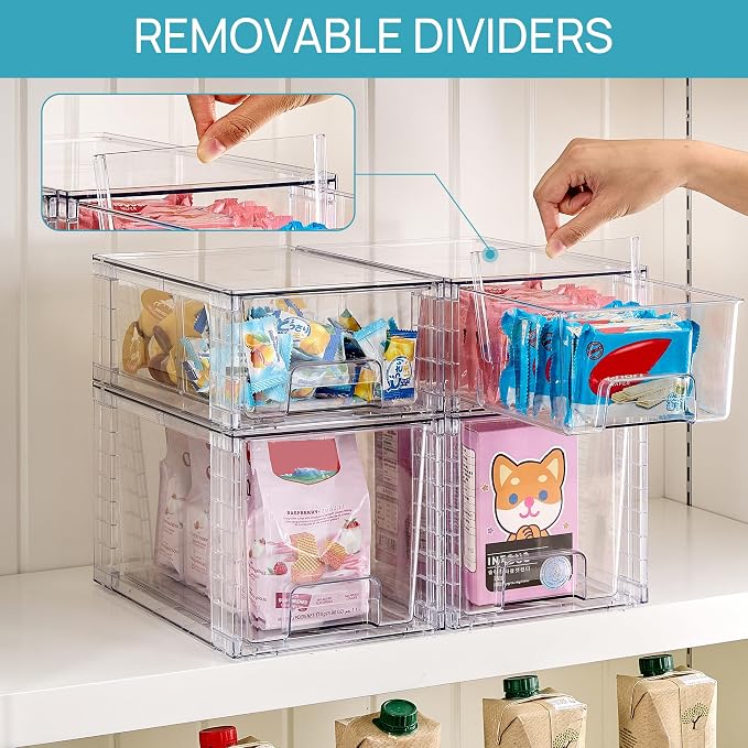 Vtopmart 6 Pack Clear Stackable Storage Drawers, Plastic Drawers - Image 6