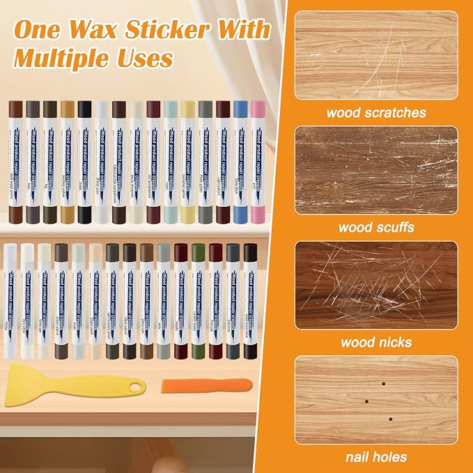 30+2P Wood Filler Sticks, Windspeed 30 Colos Wood Filler Putty Wax Crayons - Image 4
