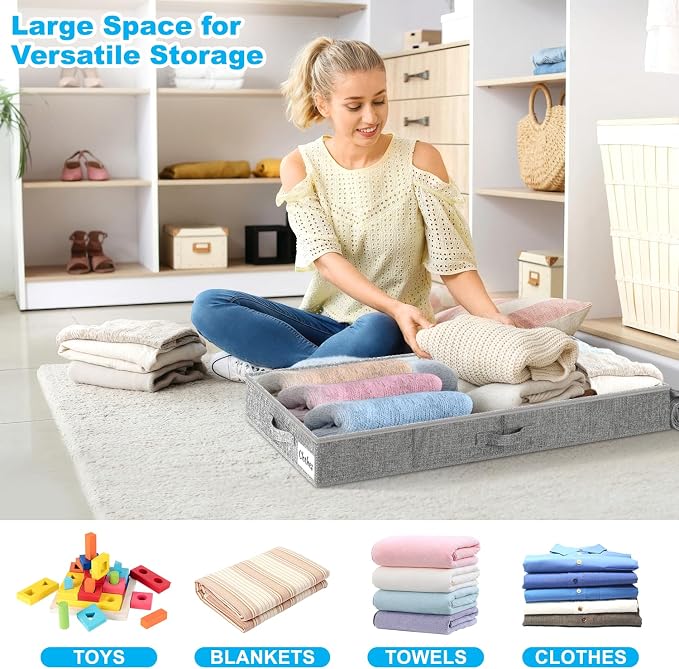 Under Bed Storage Container Bins 2 Pack, 4.5 Inch Slim Low Profile Underbed - Image 3