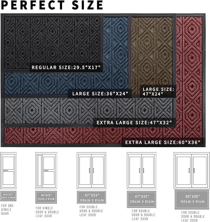 Yimobra Modern Geometric Welcome Doormat, 47 x 32 Inch, Waterproof, Non Slip - Image 2