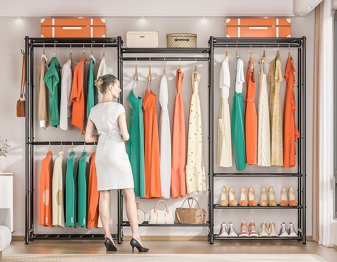 Wardrobe Closet Heavy Duty Clothes Rack, Portable Closet Organizer System - Image 5