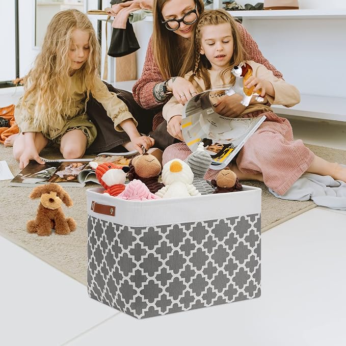 DULLEMELO Foldable Nursery Storage Baskets Canvas Storage Bins - Image 4