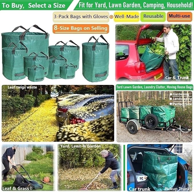 Standard 3-Pack 32 Gallons Yard Garden Bags - Image 2