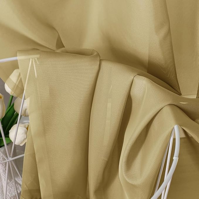 Chyhomenyc Gold Sheer Curtains 78 Inches Long 2 Panels Set - Image 2