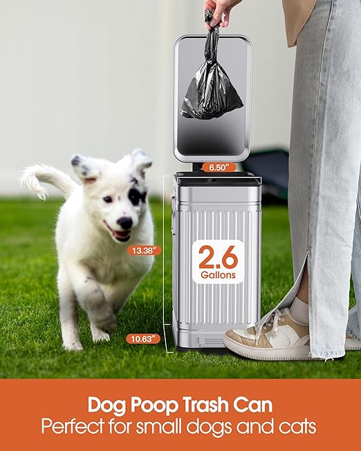 Small Trash Can with Lid Soft Close-10L/2.6 Gal Stainless Steel Outdoor Dog - Image 4