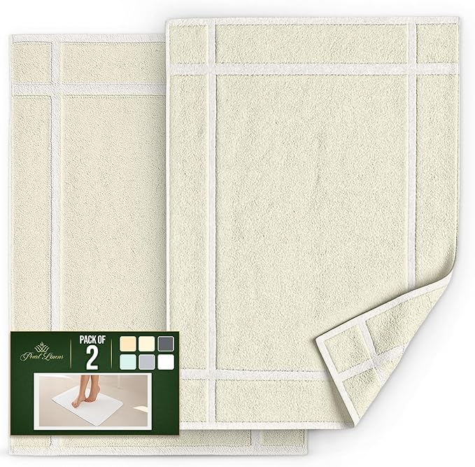 Pearl Linens Pack of 2 100% Cotton Bath Mat 18x25 inches, Soft & Absorbent - Image 3