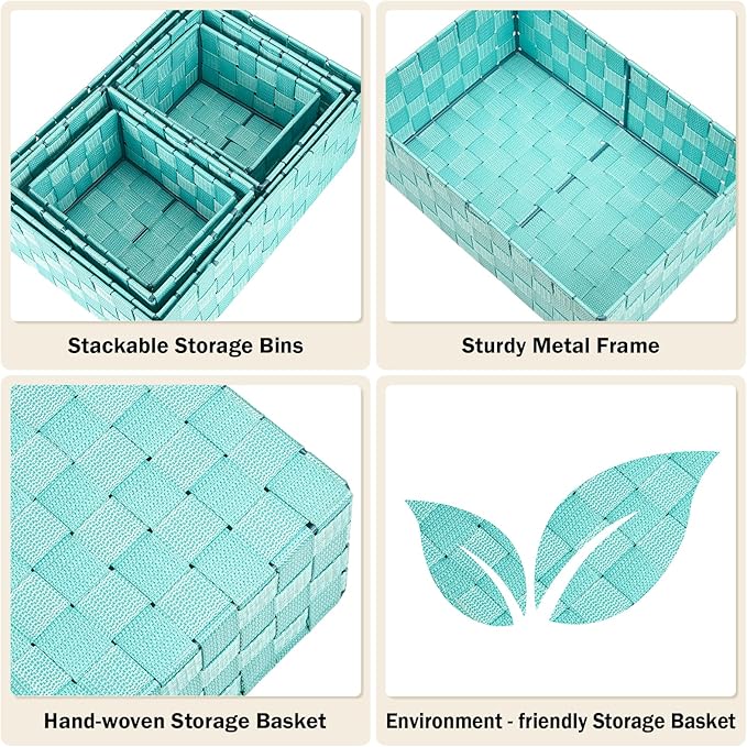 Woven Storage Baskets, Storage Bins, Cube Basket Container Baskets Storage - Image 4