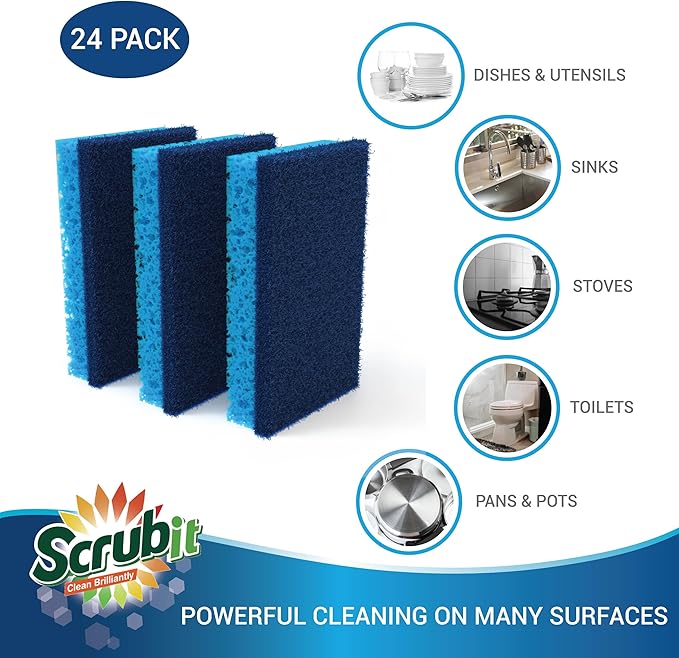 Scrubit Non-Scratch Cleaning Scrub Sponges- Scrubbing Dish Sponge Ideal - Image 3