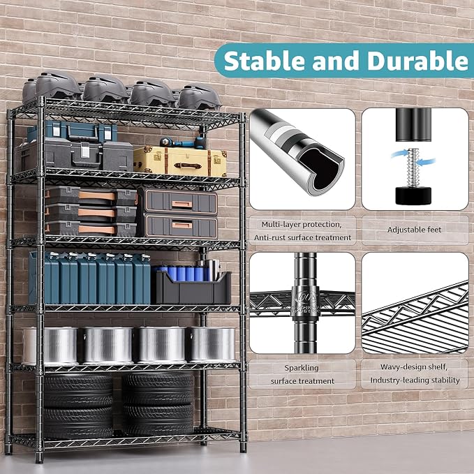 4080 lbs Steel Storage Shelving 6-Tier Utility Shelving Unit Steel Organizer - Image 5