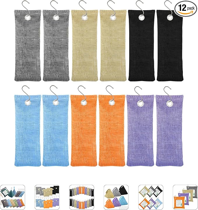 Charcoal Air Purifying Bags 12 Pack×100g Bamboo Charcoal Bags Odor Absorber by MYBMHTNB