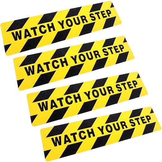 Boao 4 Pieces Watch Your Step Stickers Sign 6 x 24 Inch Caution Watch Your Step by Boao