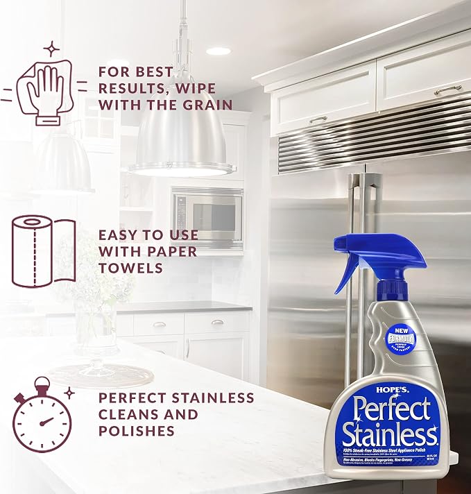 HOPE'S Perfect Stainless Steel Cleaner 22-Ounce, Streak-Free Self- Polishing - Image 6