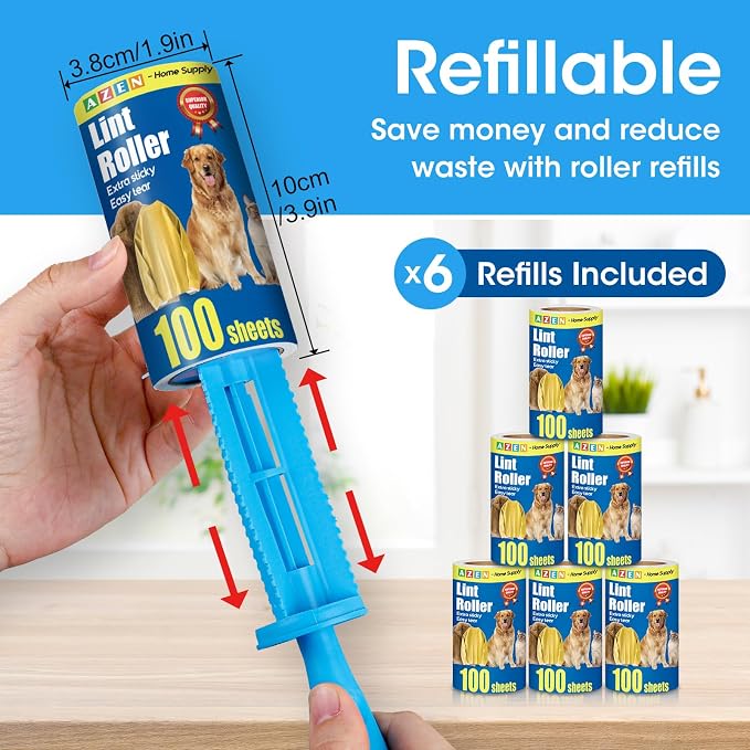 AZEN Lint Roller, Lint Rollers for Pet Hair Extra Sticky, 1200 Sheets Lint - Image 3