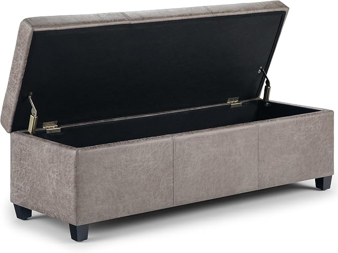 SIMPLIHOME Avalon 48 inch Wide Contemporary Rectangle Storage Ottoman Bench in - Image 5