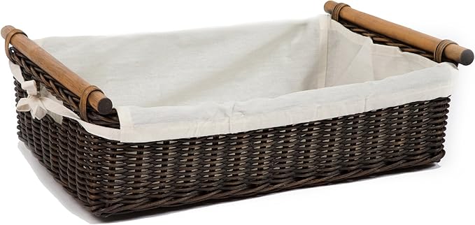 The Basket Lady Low Pole Handle Wicker Storage Basket, Extra Large, 21.5 in L x - Image 3