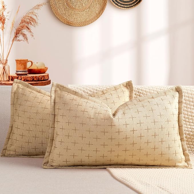ZWJD 12x20 Pillow Covers Set of 2 Soft Polyester Textured Pillow Covers by ZWJD