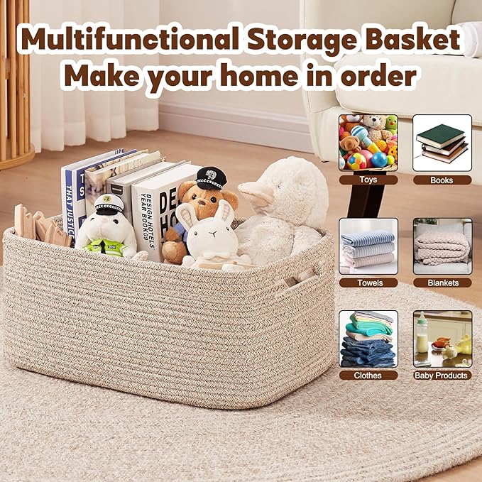 OIAHOMY Storage Basket for Shelves, Closet Cube Storage Bins Baskets for - Image 4