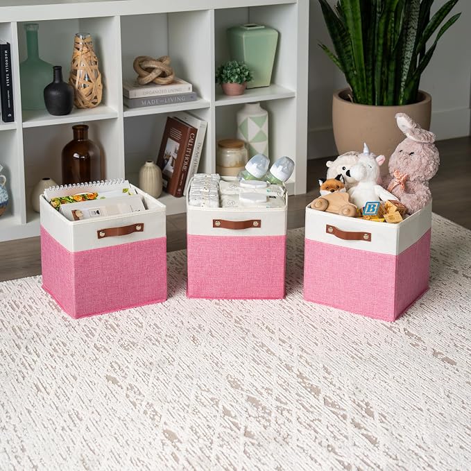 OrganiHaus 11x11 Fabric Cubes Storage Bins Set of 4, Foldable Collapsible - Image 4