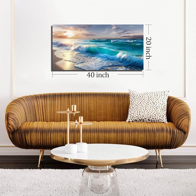 GUGIKA Ocean Wall Art for Living Room, Size 40x20 Inches - Image 7