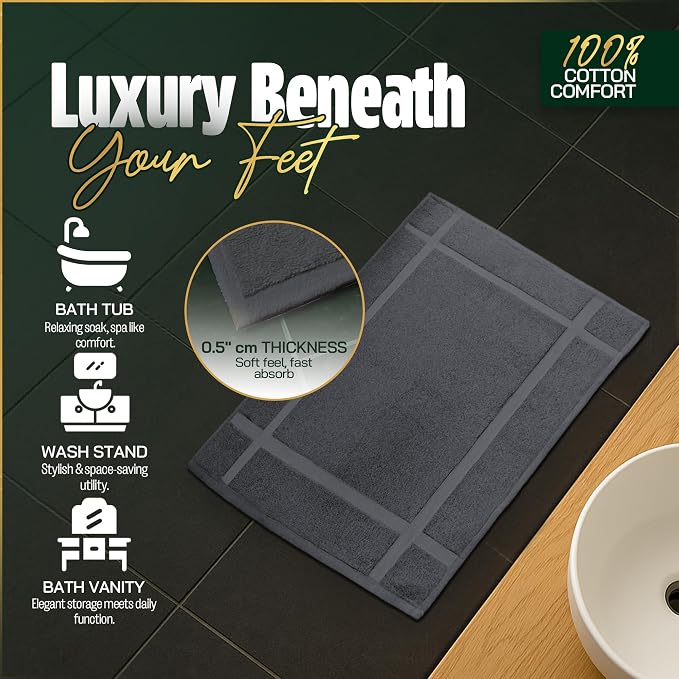 Pearl Linens Pack of 6 Washable Cotton Bath Mat 18x25 - Image 6