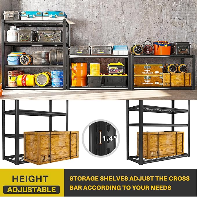 REIBII 40" W Garage Shelving 2240 LBS Storage Shelves Adjustable Metal Shelving - Image 6
