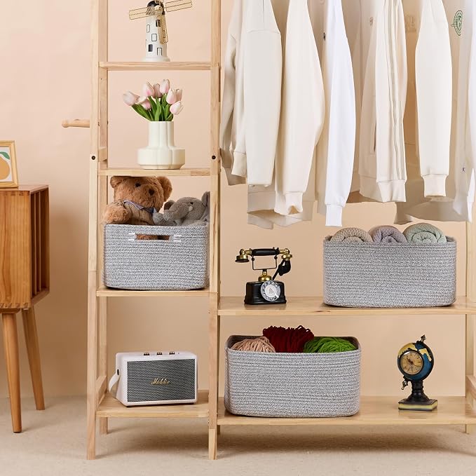 Large Storage Baskets for Organizing, Closet Shelf Baskets for Clothes Blanket - Image 3