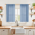 YoungsTex Denim Blue Short Linen Curtains 40 Inch Length by YoungsTex