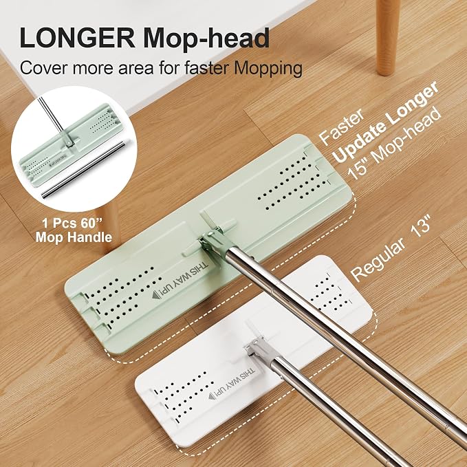 JOYMOOP Mop and Bucket with Wringer Set, Flat Squeeze Mop with Bucket, Dust Mop - Image 5