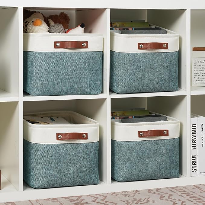 DULLEMELO Storage Baskets for Shelves, Fabric Collapsible Rectangular Storage - Image 4