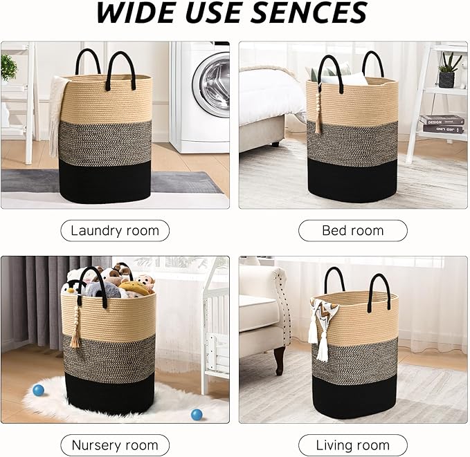 Woven Laundry Basket for Clothes, 65L Large Rectangle Laundry Hampers - Image 7