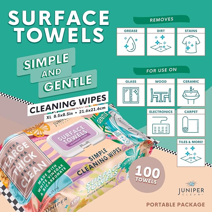 Single Surface Cleaning Wipes Bleach Free, Thick & Large Dispose, All-Purpose - Image 2