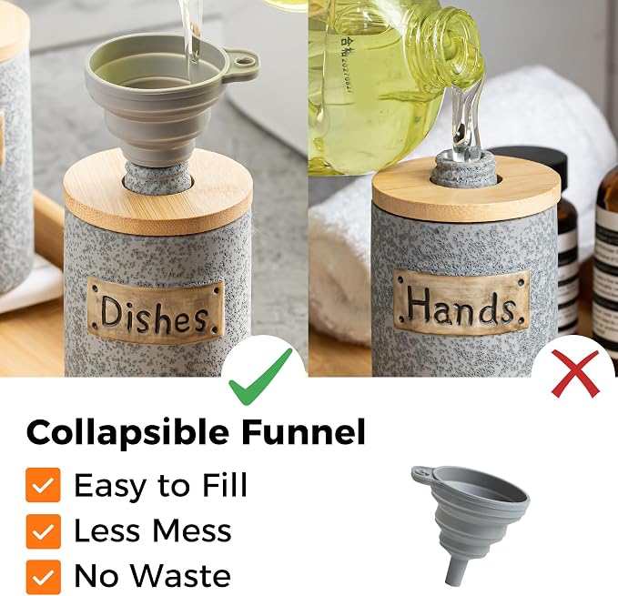 Kitchen Soap Dispenser Set, Ceramic Hand and Dish Soap Dispenser Set - Image 6