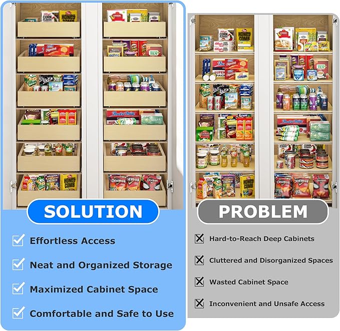 WelFurGeer Soft Close Pull Out Cabinet Organizer, Space-Saving Cabinets - Image 4