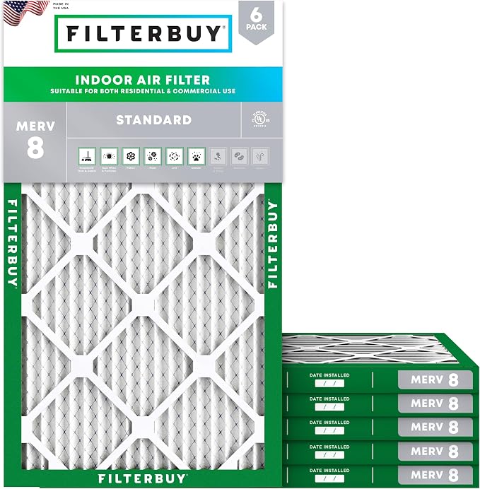 Filterbuy 14x22x1 Air Filter MERV 8 Dust Defense Replacement, Electrostatic by Filterbuy