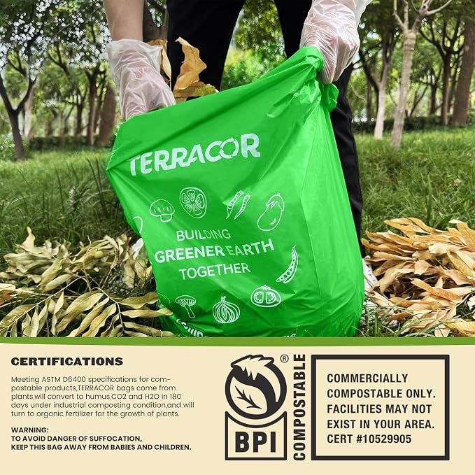 13 Gallon Compostable Trash Bags, Heavy Duty Tall Kitchen Food Scrap Waste Bag - Image 5