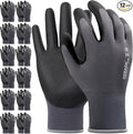 12 Pairs Work Gloves for Men and Women, Nitrile Coated Safety Protective Gloves by KEBADA