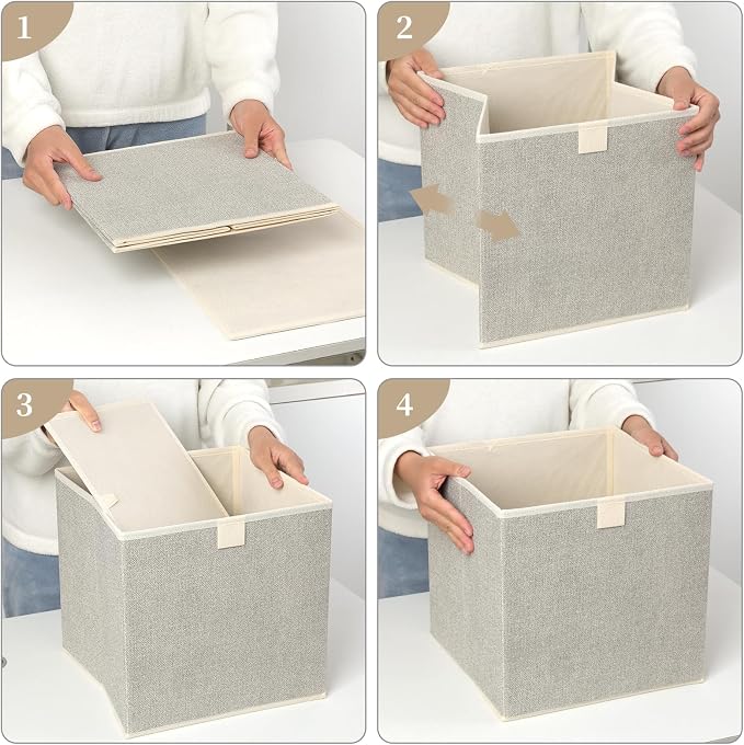 Storage Baskets, 11.8-Inch Woven Fabric Bins, Storage Cubes - Image 6