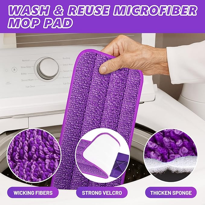 HOMTOYOU Spray Mops for Floor Cleaning: Wet Mop for Hardwood Tile Wood Laminate - Image 3