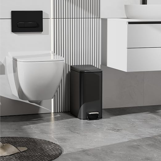 Small Trash Can with Lid Soft-Close, 6 L/1.6 Gal Bathroom Garbage Can with - Image 3
