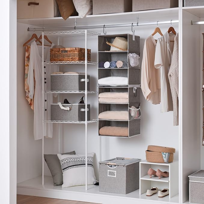 StorageWorks 6-Shelf Jumbo Closet Organizers, Two 3-Shelf Separable Hanging - Image 8