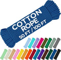 TECEUM Cotton Rope 3/16” – 100 FT – Strong All-Purpose Braided Rope – Natural by TECEUM