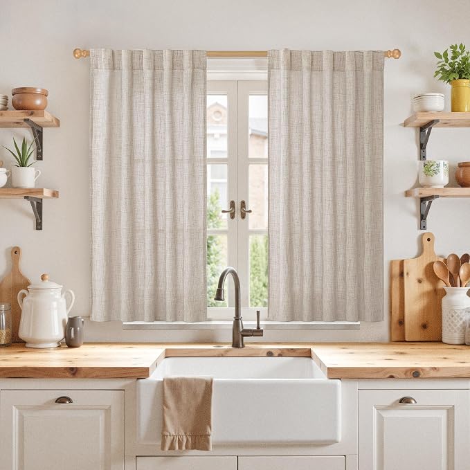 YoungsTex Short Linen Curtains 45 Inch Length - Image 2