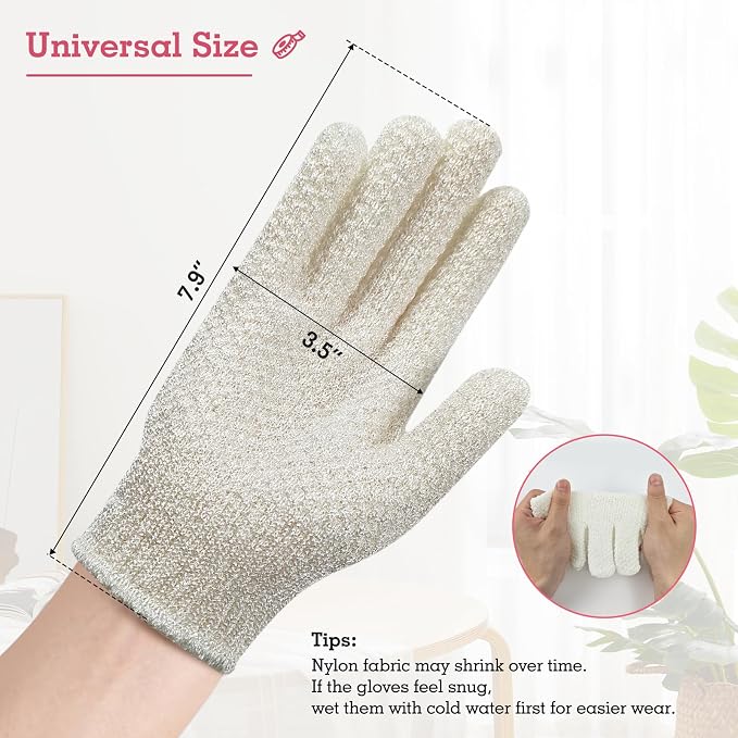 Evridwear Exfoliating Gloves for Shower, 100% Nylon Thick Soft Medium Heavy - Image 7