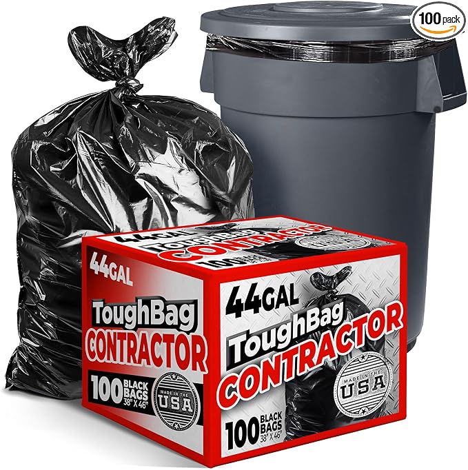 ToughBag 44 Gallon Commercial Trash Bags, 38x46” – 39, 42 Gallon Contractor Bags by ToughBag