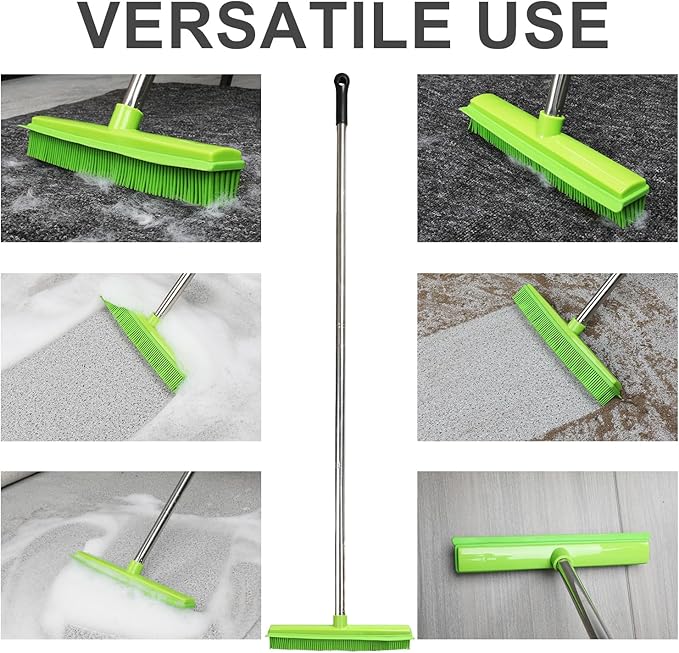 Rubber Broom and Dustpan Set, Pet Hair Removal Rubber Broom - Image 5